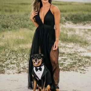 NWT Floerns Women's Plunging Neck Spaghetti Strap Maxi Cocktail Party Dress XS